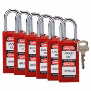 Paquete de 6 Candados, Acero Largo - Rojo