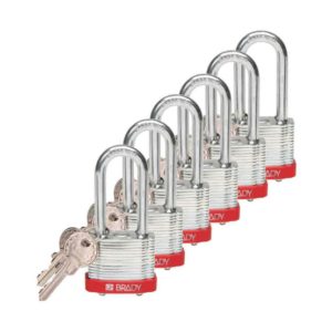 Paquete de 6 Candados, Acero/Acero - Rojo