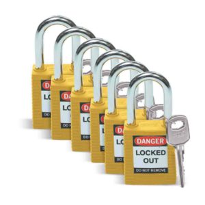 Paquete de 6 Candados, Plástico/Acero - Amarillo
