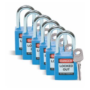 Paquete de 6 Candados, Plástico/Acero - Azul