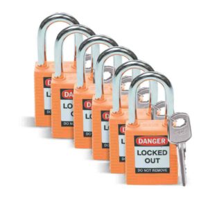 Paquete de 6 Candados, Plástico/Acero - Naranja