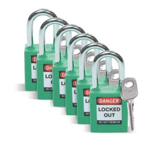 Paquete de 6 Candados, Plástico/Acero - Verde