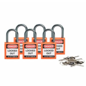 Paquete de 6 Candados, Plástico/Aluminio - Naranja