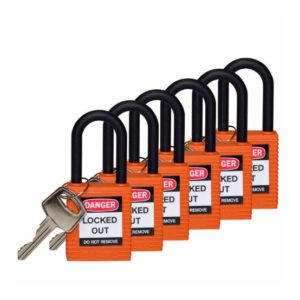 Paquete de 6 Candados, Plástico/Nylon - Naranja
