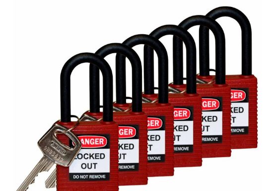 Paquete de 6 Candados, Plástico/Aluminio – Rojo