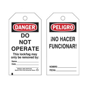 Tarjetas "Peligro ¡No Hacer Funcionar!"