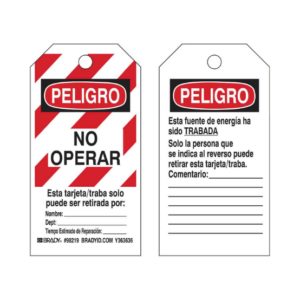 Tarjetas "Peligro ¡No Operar!"